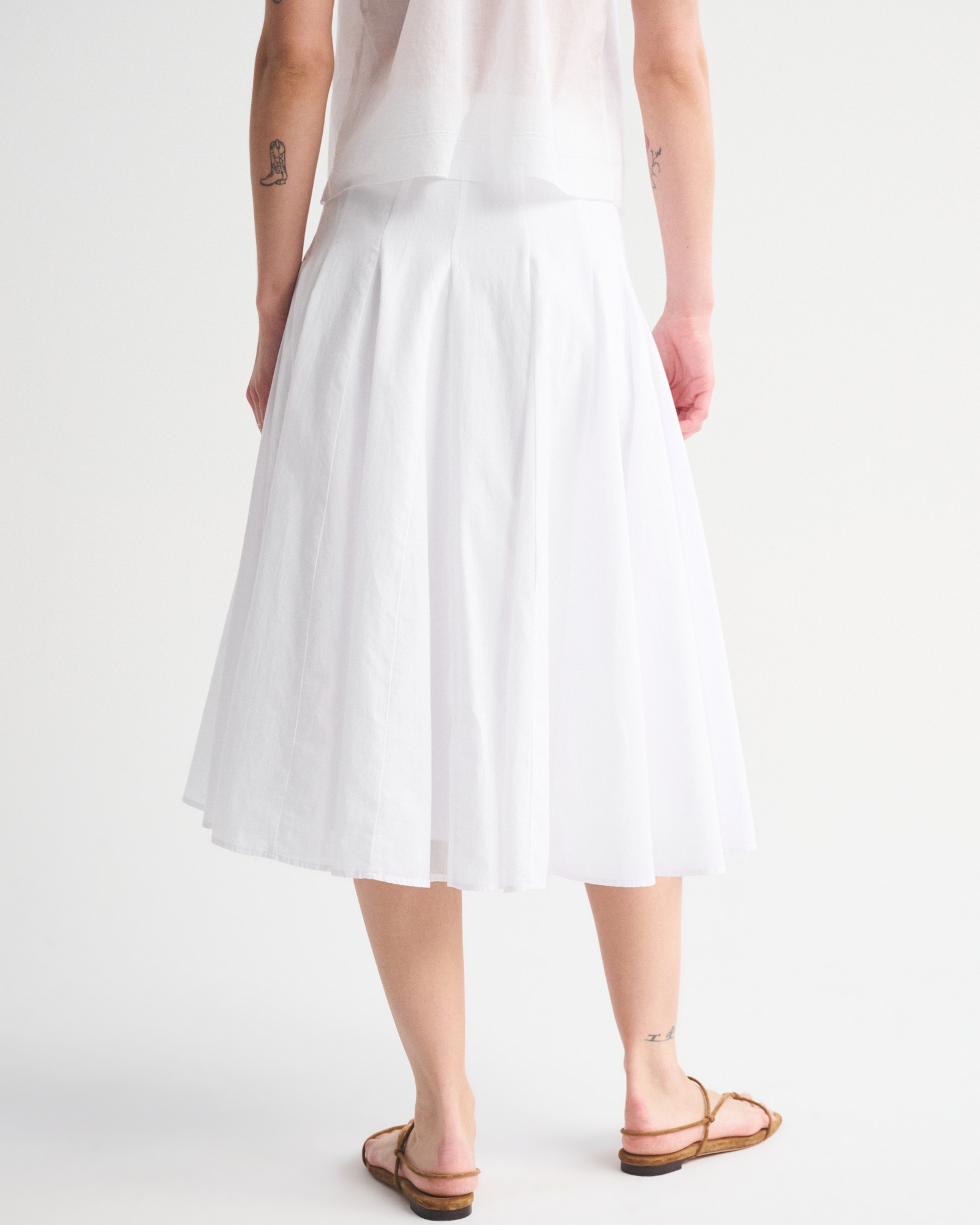 100% Cotton Godet Midi Skirt thumbnail 4