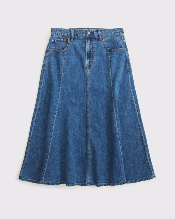 Women's Linen-Blend Denim Midi Skirt | Women's Bottoms