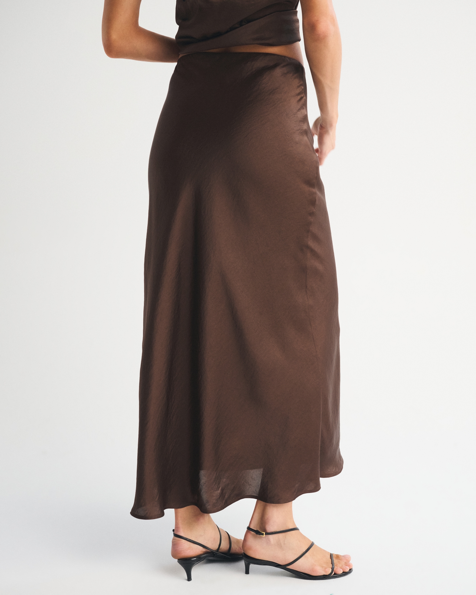 High Rise Satin Maxi Skirt
