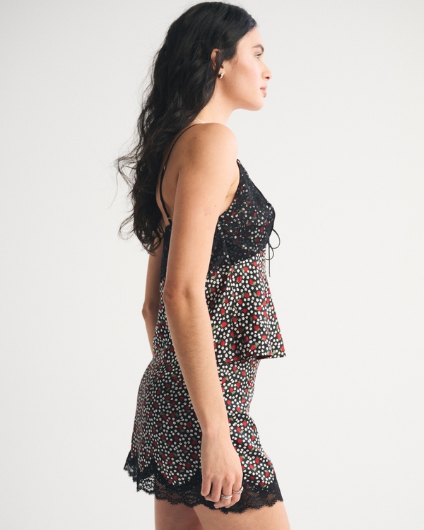 Ultra High Rise Lace & Satin Mini Skort