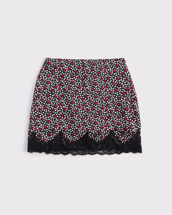 Ultra High Rise Lace & Satin Mini Skort