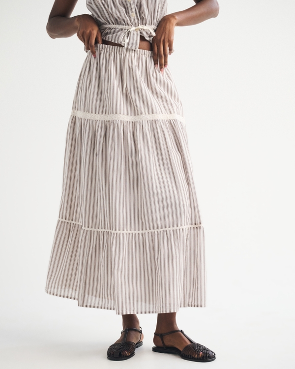 Boho Maxi Skirt, Brown Stripe view 2