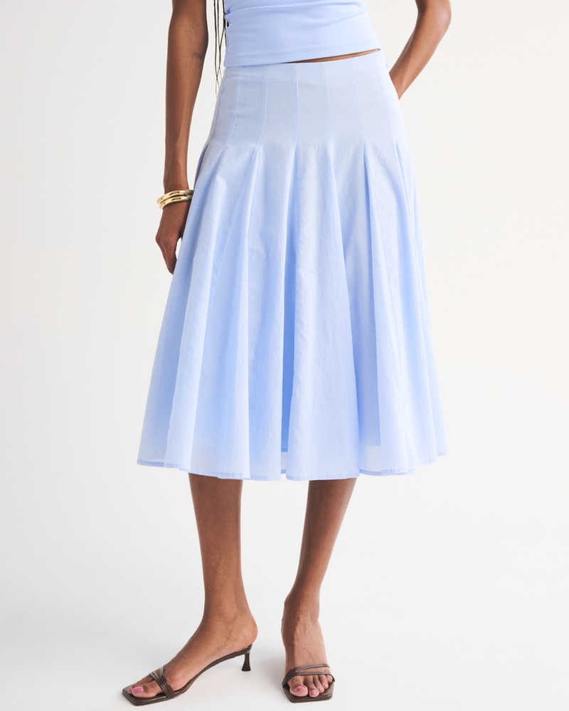 100% Cotton Godet Midi Skirt - thumbnail 8