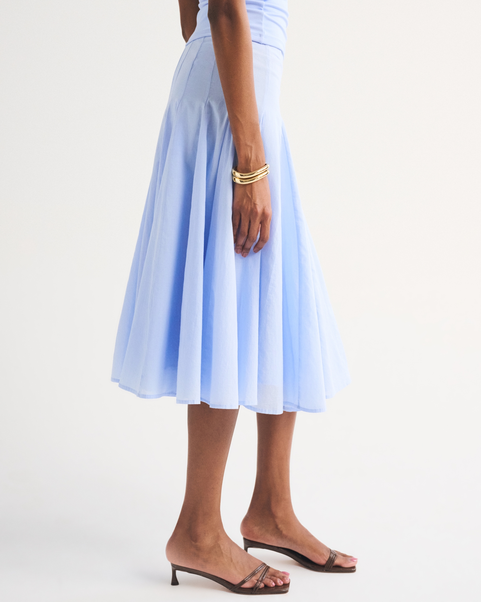 100% Cotton Godet Midi Skirt thumbnail 4