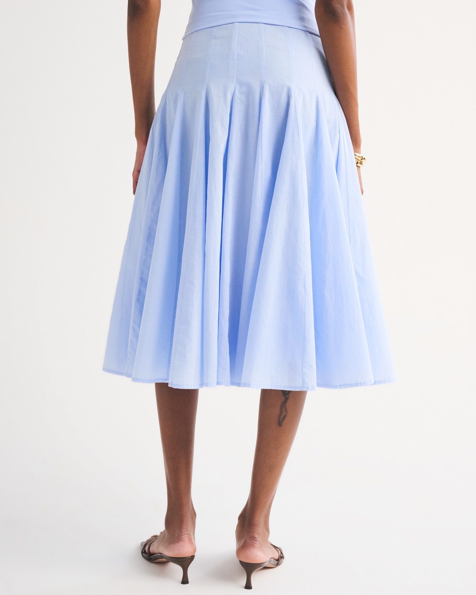 100% Cotton Godet Midi Skirt thumbnail 5