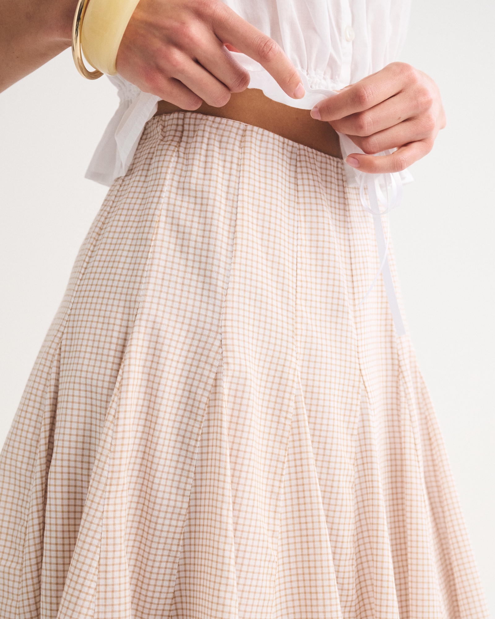 100% Cotton Godet Midi Skirt thumbnail 3