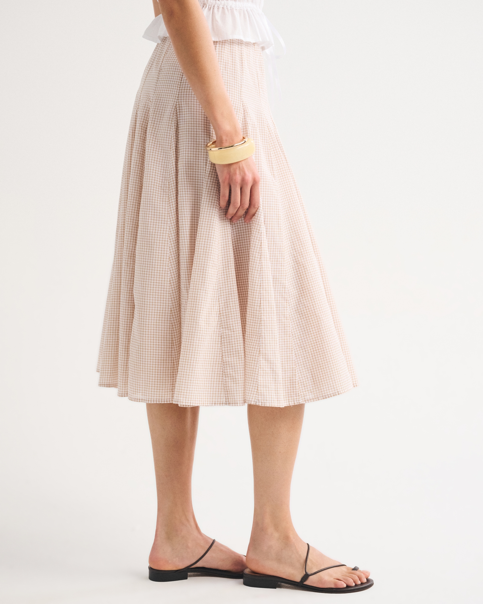 100% Cotton Godet Midi Skirt thumbnail 4