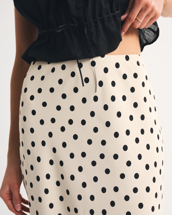 High Rise Satin Midi Skirt