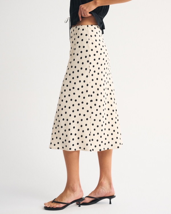 High Rise Satin Midi Skirt