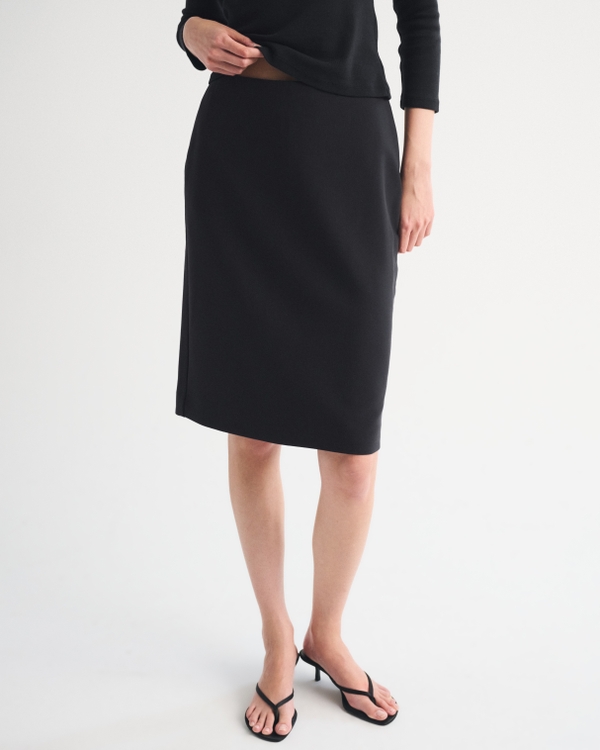 Jupe midi crayon à taille haute, Noir view 2