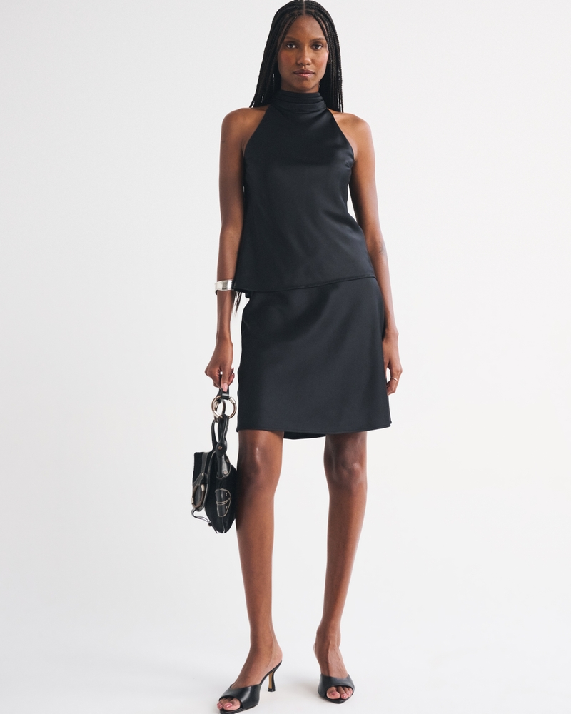 High Rise Satin Midi Skirt - thumbnail 2