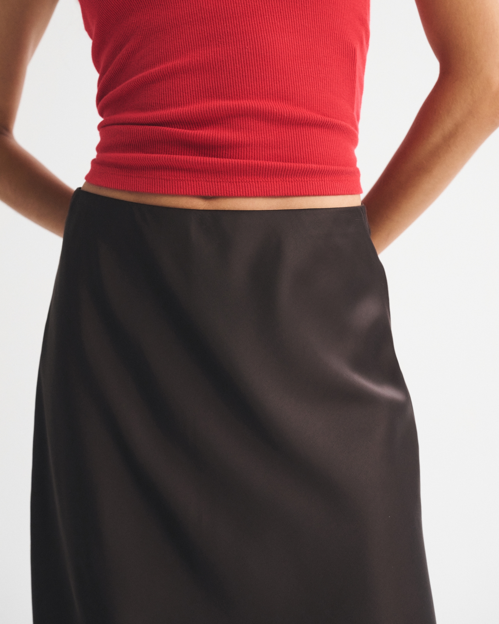 High Rise Satin Midi Skirt thumbnail 3