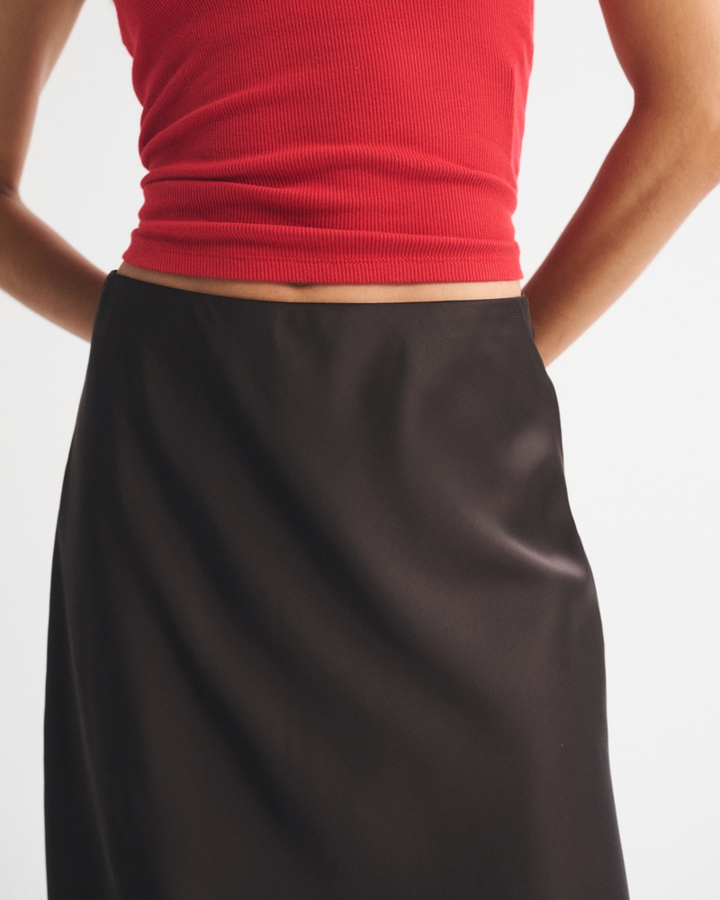 High Rise Satin Midi Skirt - thumbnail 8