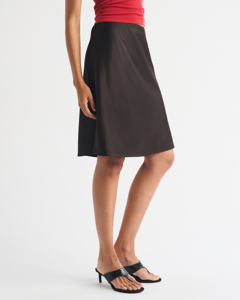 High Rise Satin Midi Skirt - thumbnail 9