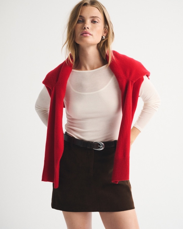 Vegan Suede Tailored Mini Skort