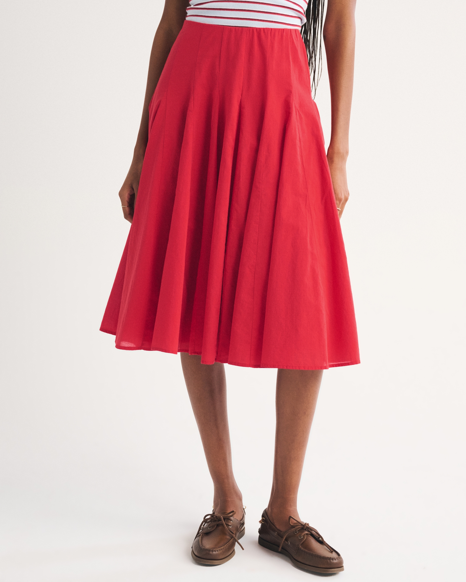 100% Cotton Godet Midi Skirt thumbnail 2
