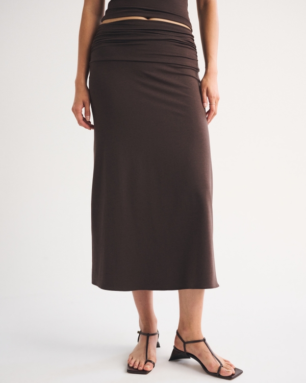 Drop-Waist Maxi Skirt, Dark Coffee view 2
