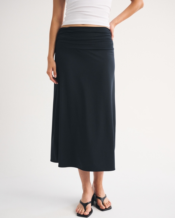 Drop-Waist Maxi Skirt, Black view 2