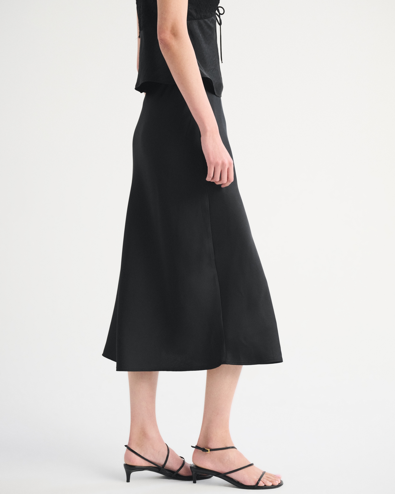 High Rise Satin Midi Skirt thumbnail 4