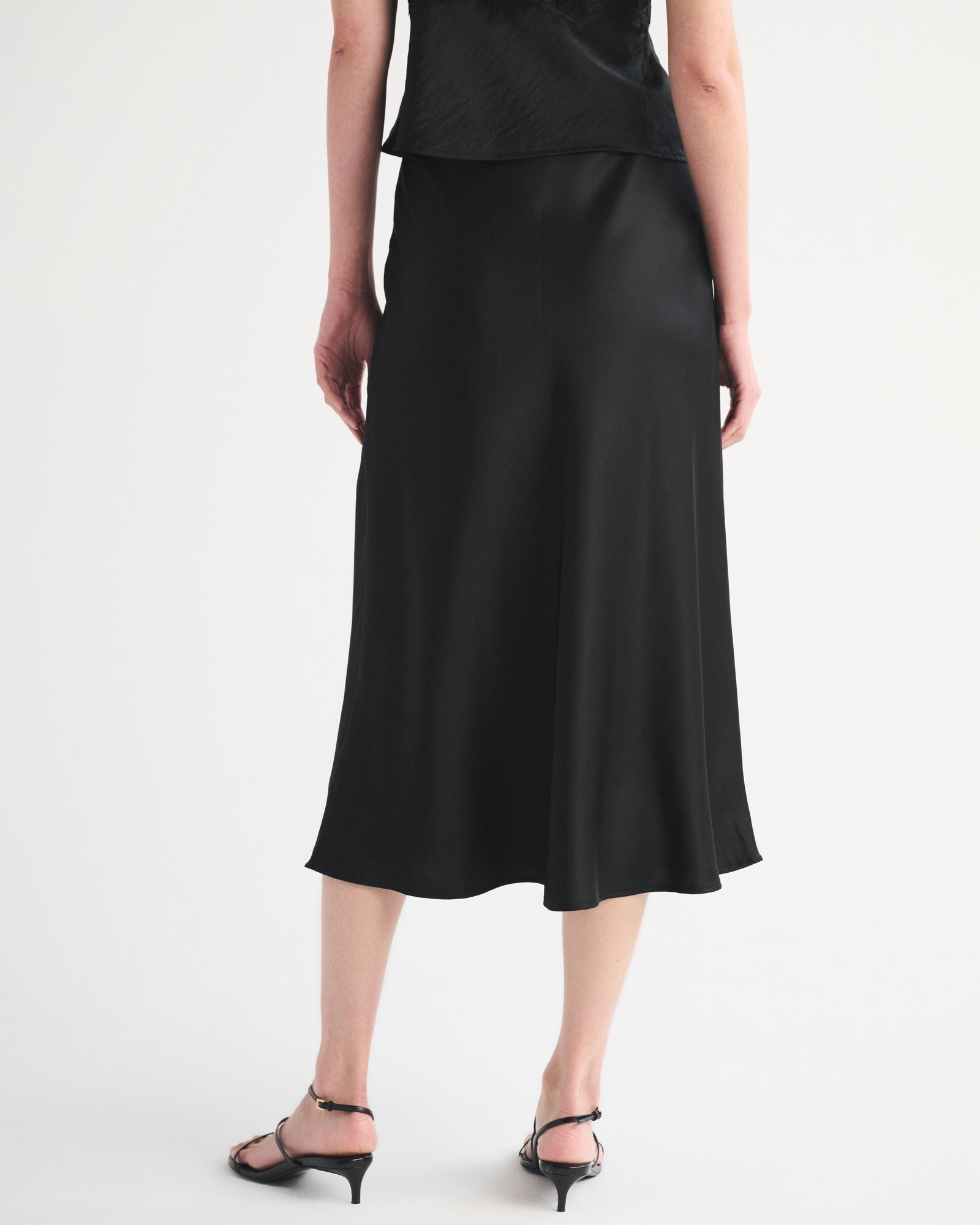 High Rise Satin Midi Skirt thumbnail 5