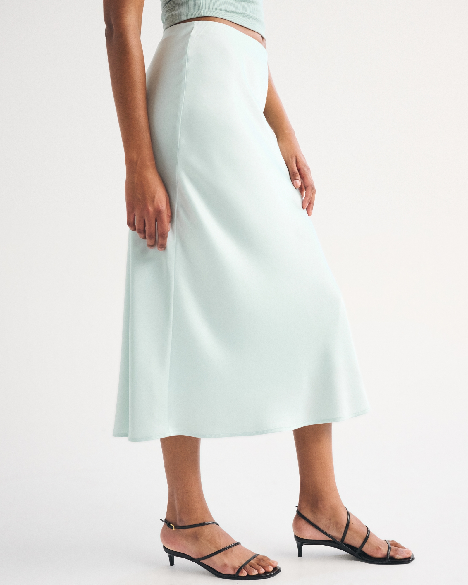 High Rise Satin Midi Skirt thumbnail 3