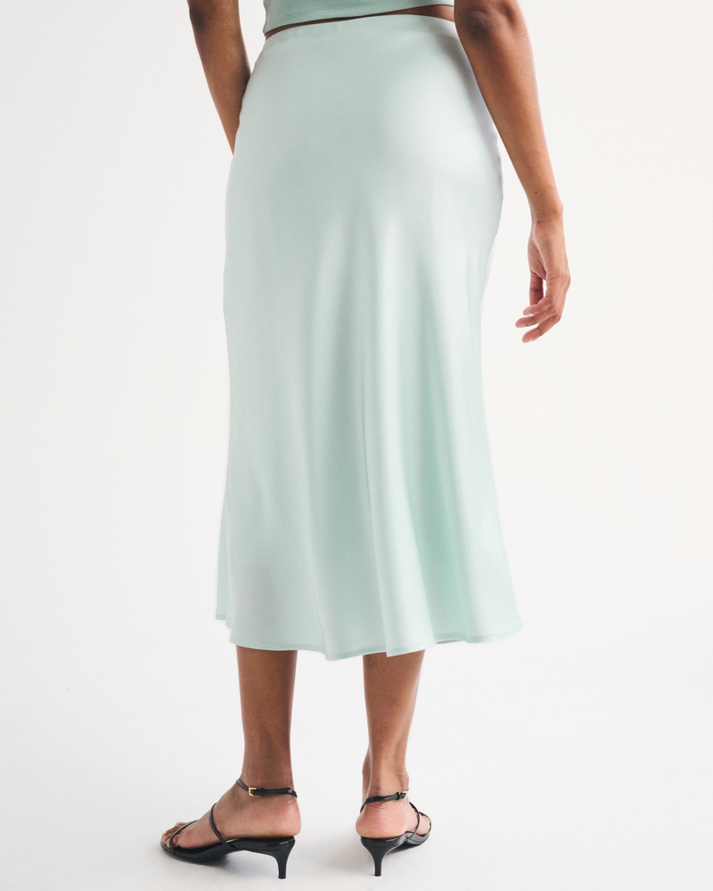High Rise Satin Midi Skirt - thumbnail 8