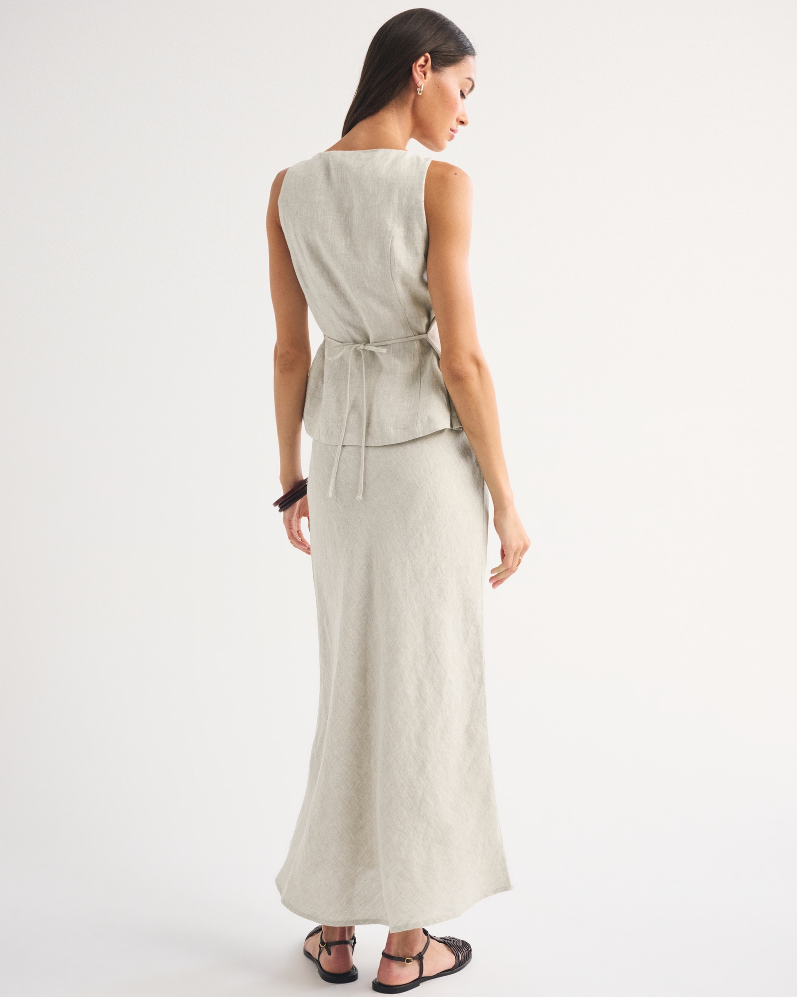 100% Linen High Rise Maxi Skirt thumbnail 4