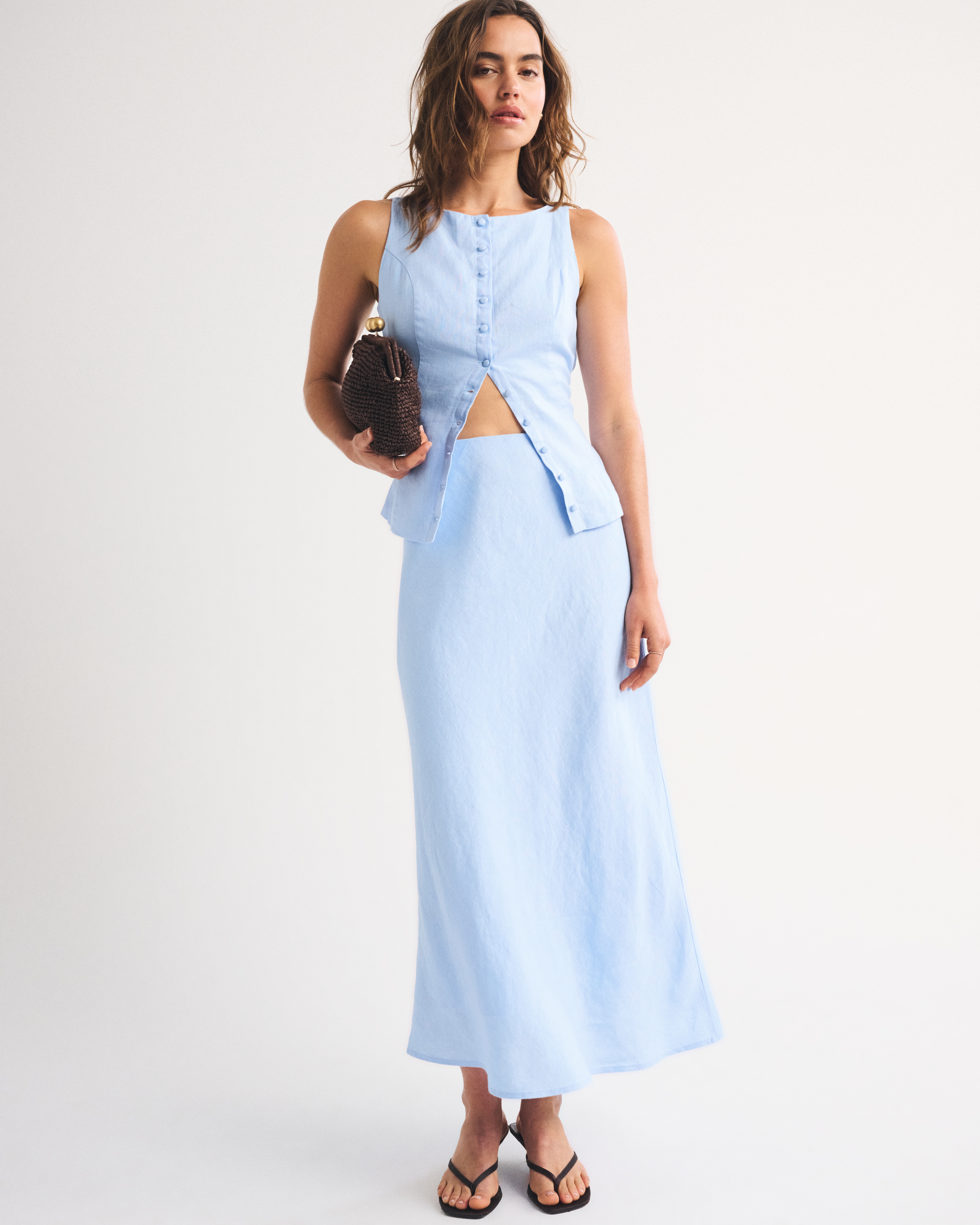 Женские юбки Abercrombie & Fitch 100% Linen High Rise Maxi Skirt — фото 2