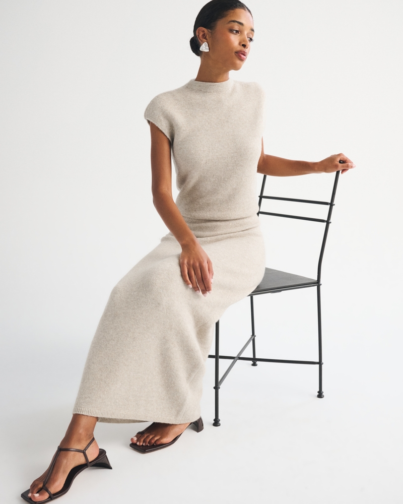 Merino Wool-Blend High Rise Sweater Maxi Skirt