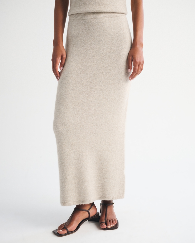 Merino Wool-Blend High Rise Sweater Maxi Skirt - thumbnail 3