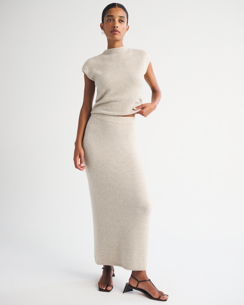 Merino Wool-Blend High Rise Sweater Maxi Skirt - thumbnail 7