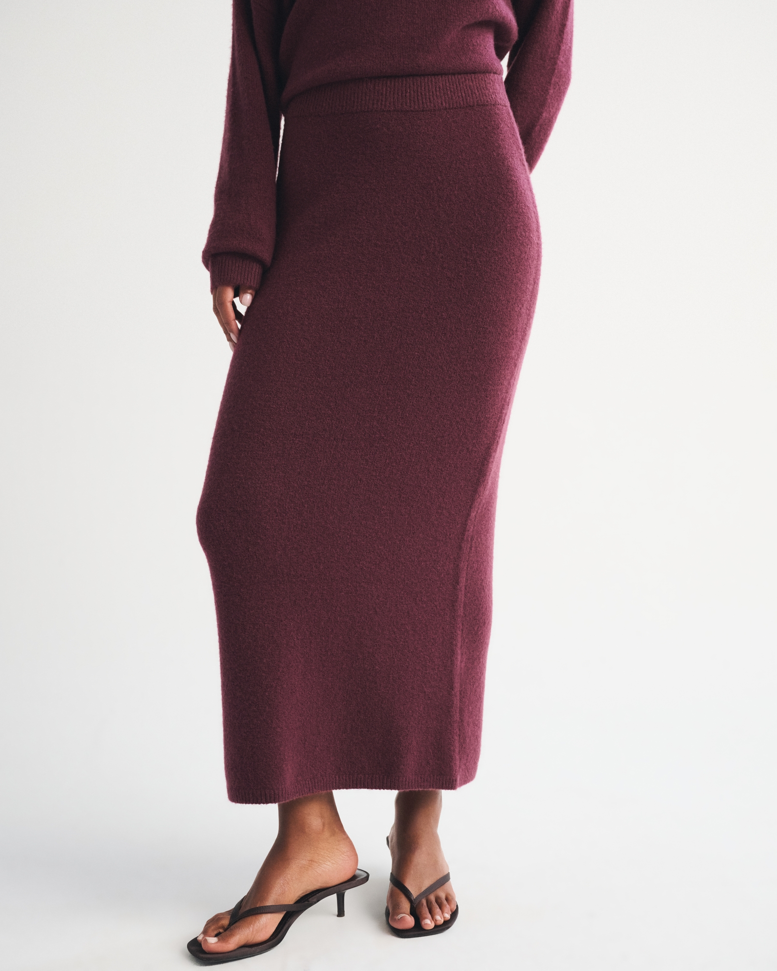 Merino Wool-Blend High Rise Sweater Maxi Skirt thumbnail 2