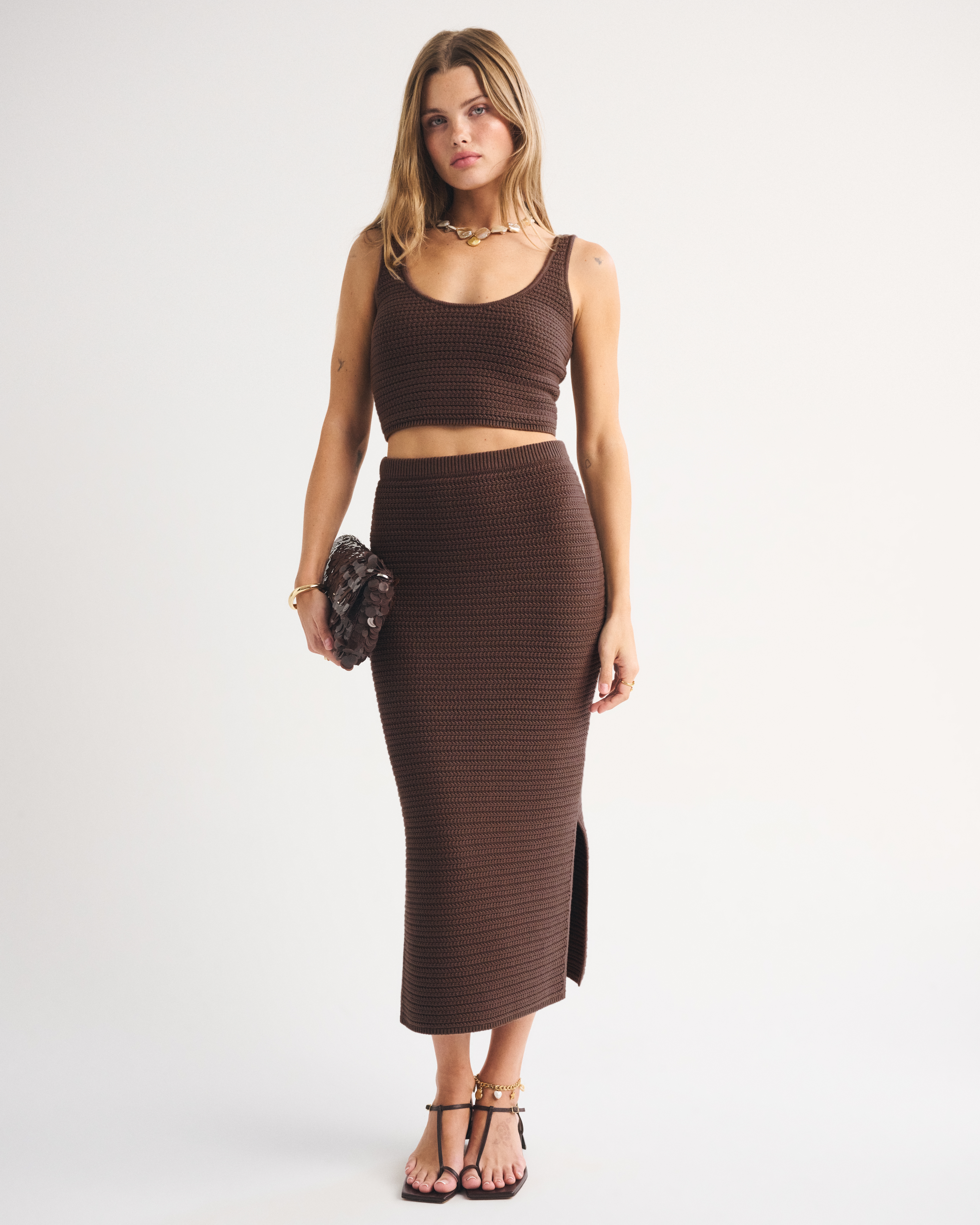 Женские юбки Abercrombie & Fitch High Rise Crochet Midi Skirt — фото 3