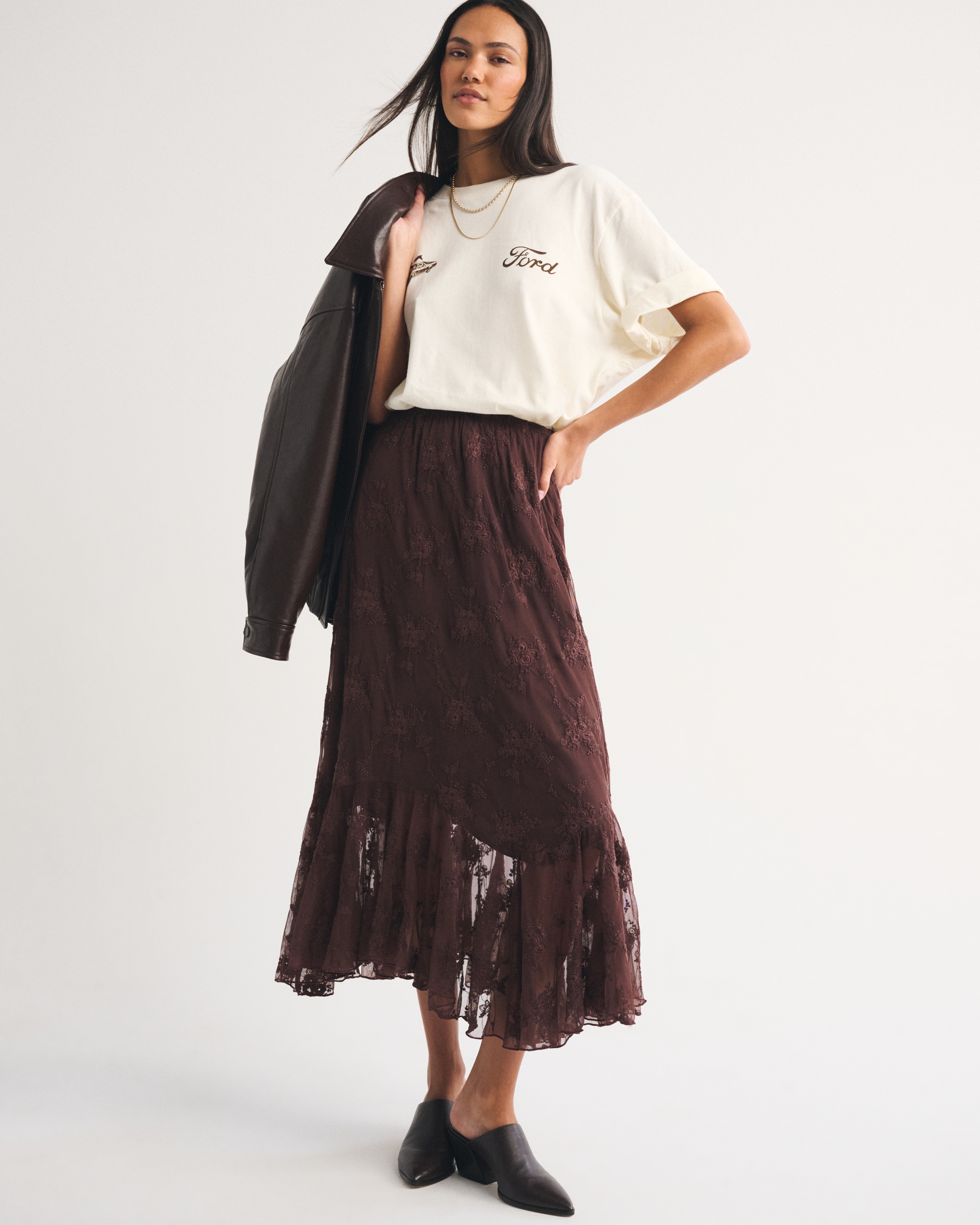 Женские юбки Abercrombie & Fitch Embroidered Maxi Skirt — фото 2