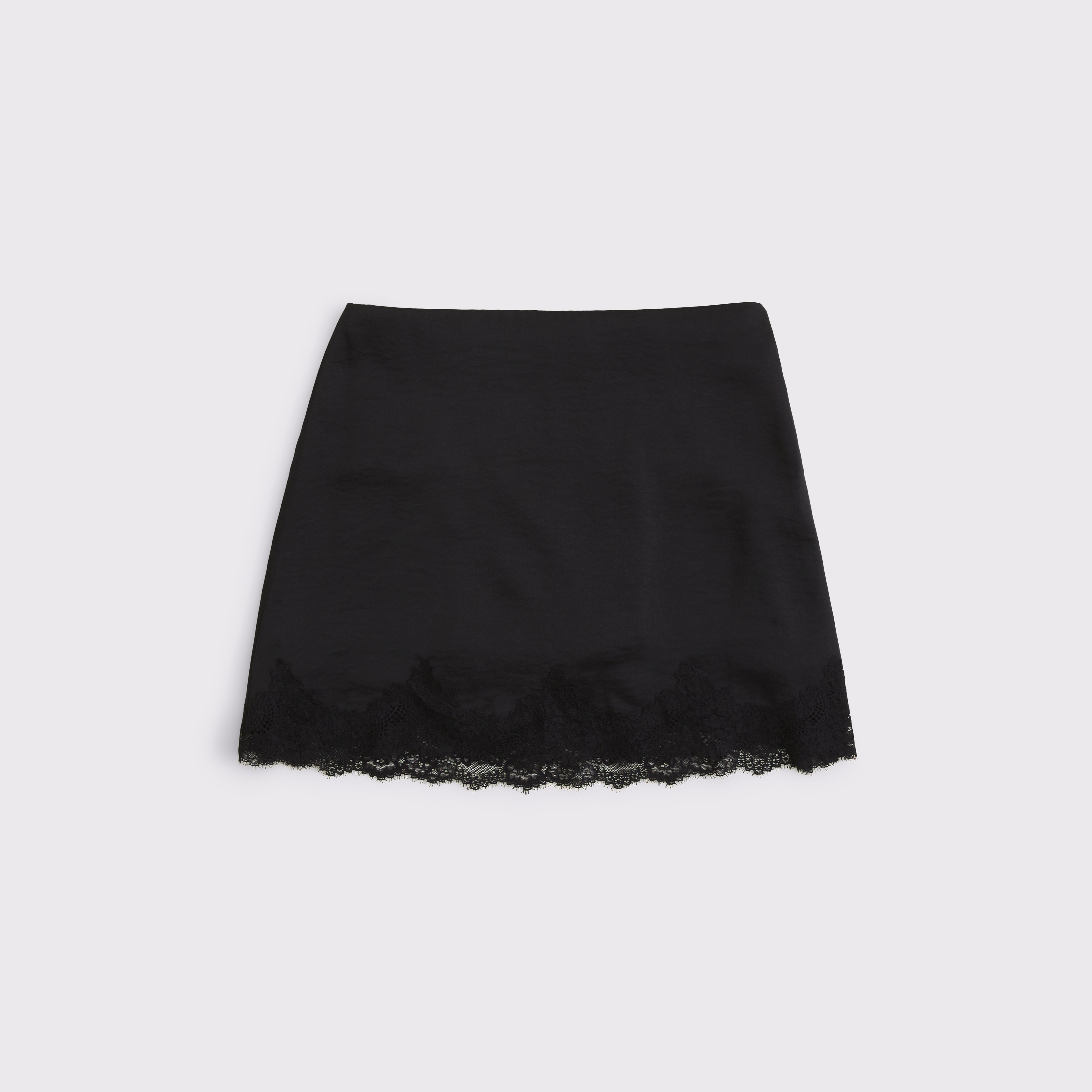 Женская юбка-шорты Abercrombie & Fitch Ultra High Rise Satin Mini Skort, цвет: Чёрный — фото 1