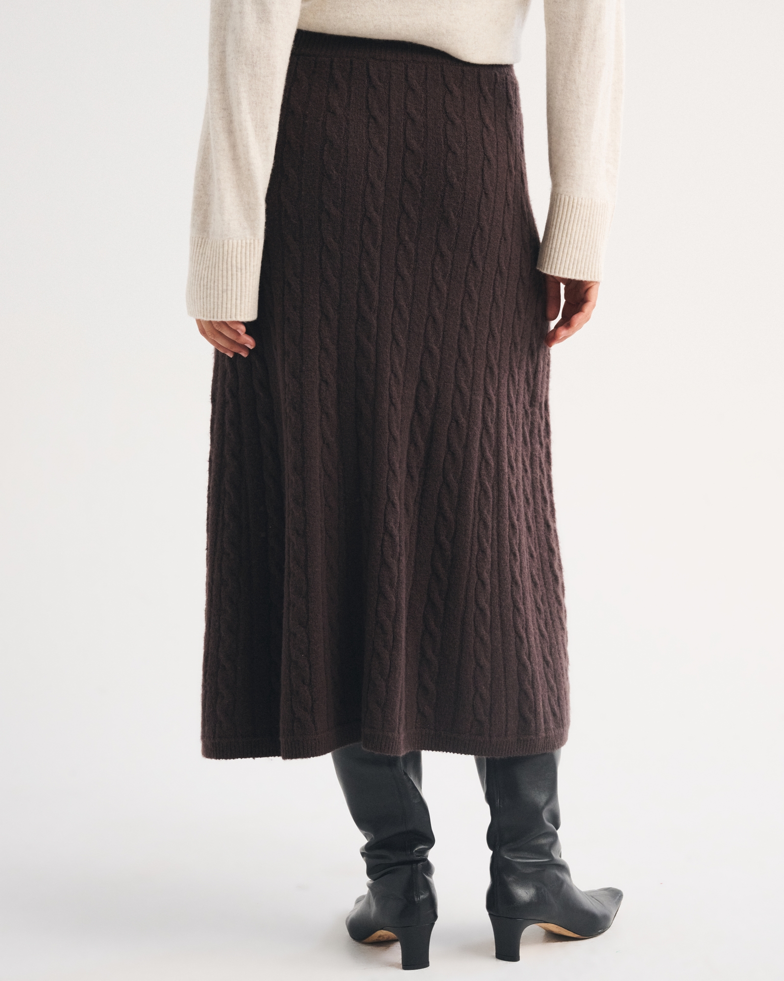Merino Wool-Blend Cable Sweater Midi Skirt thumbnail 5