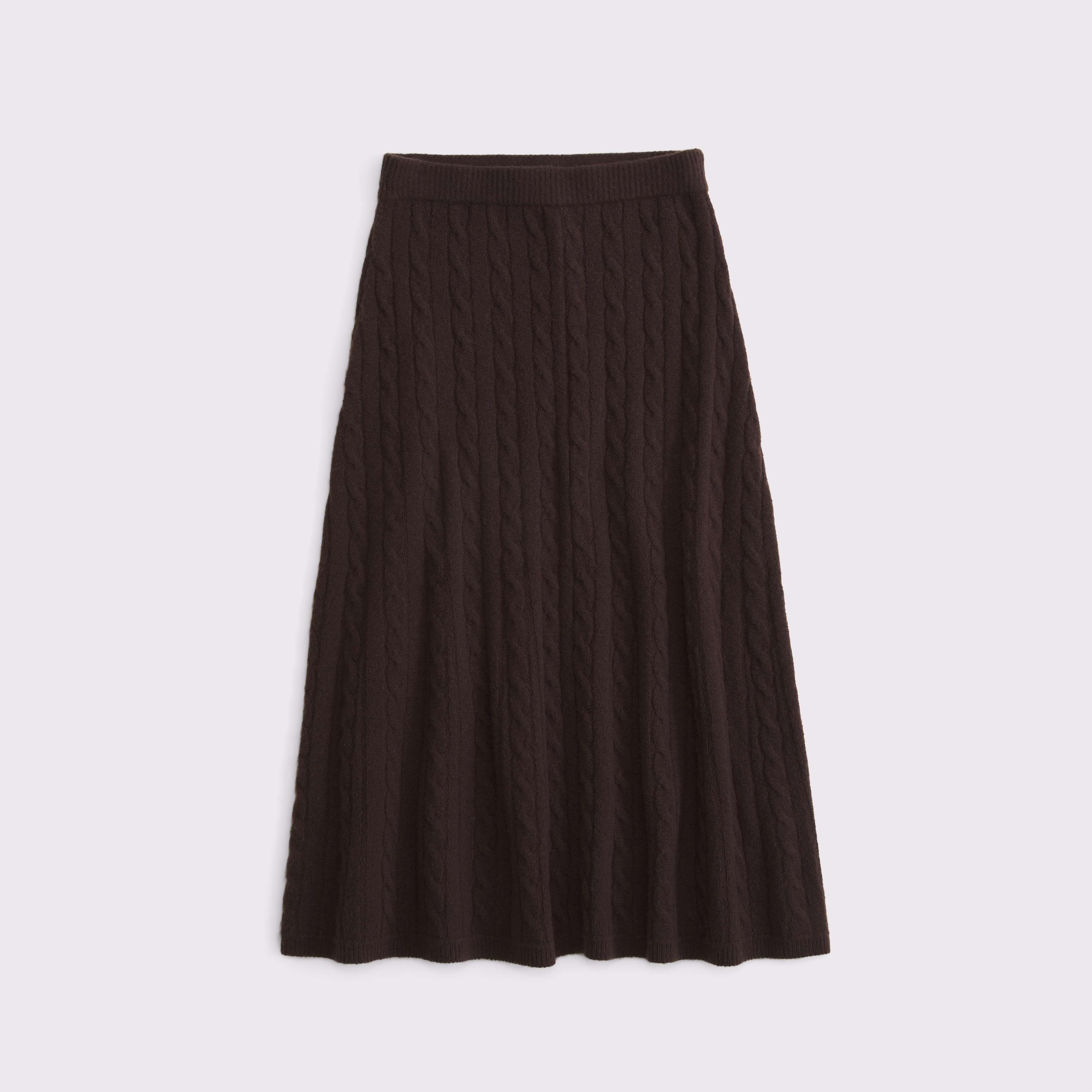 Женская юбка Abercrombie & Fitch Merino Wool-Blend Cable Sweater Midi, цвет: Тёмный кофейный