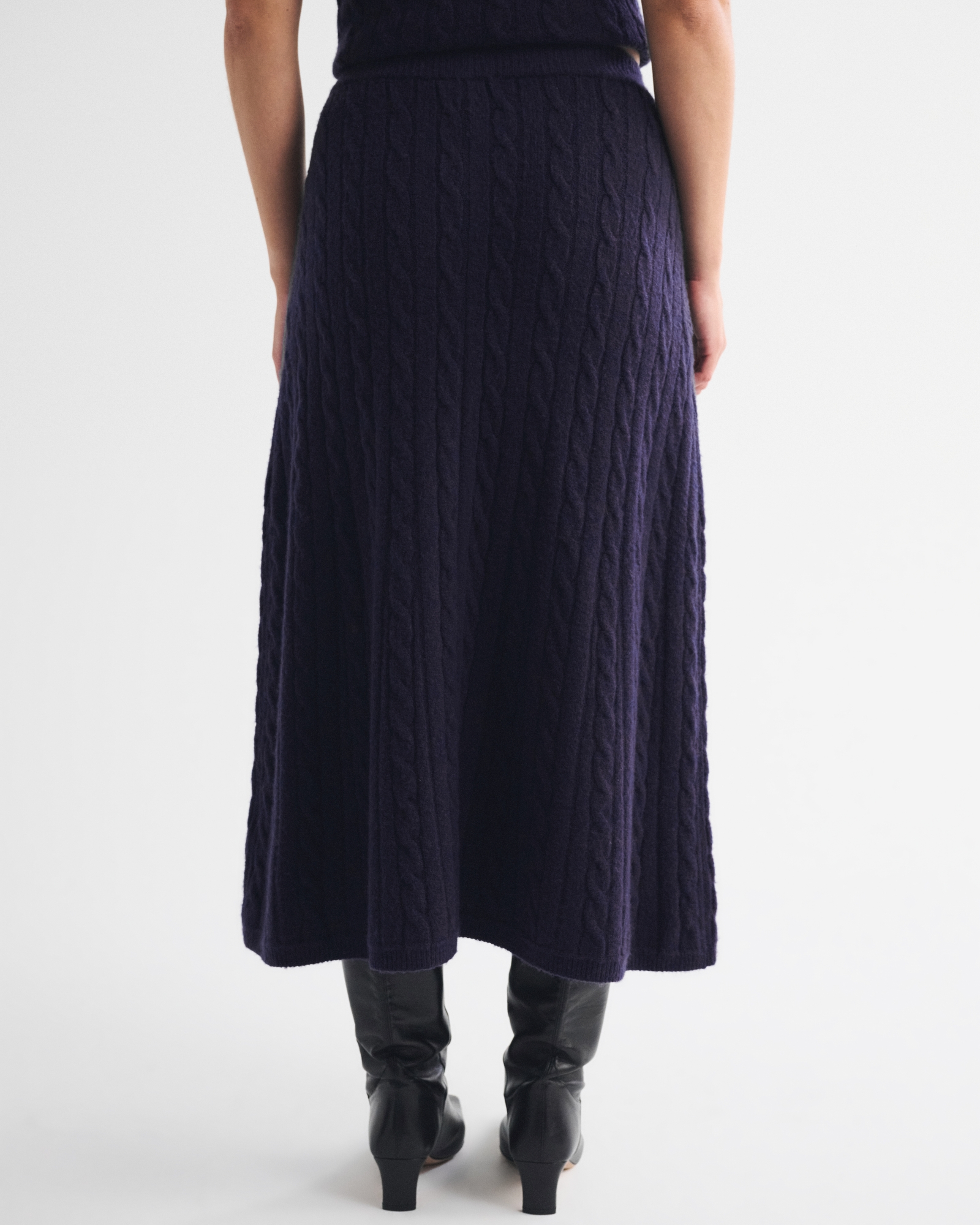 Merino Wool-Blend Cable Sweater Midi Skirt thumbnail 5