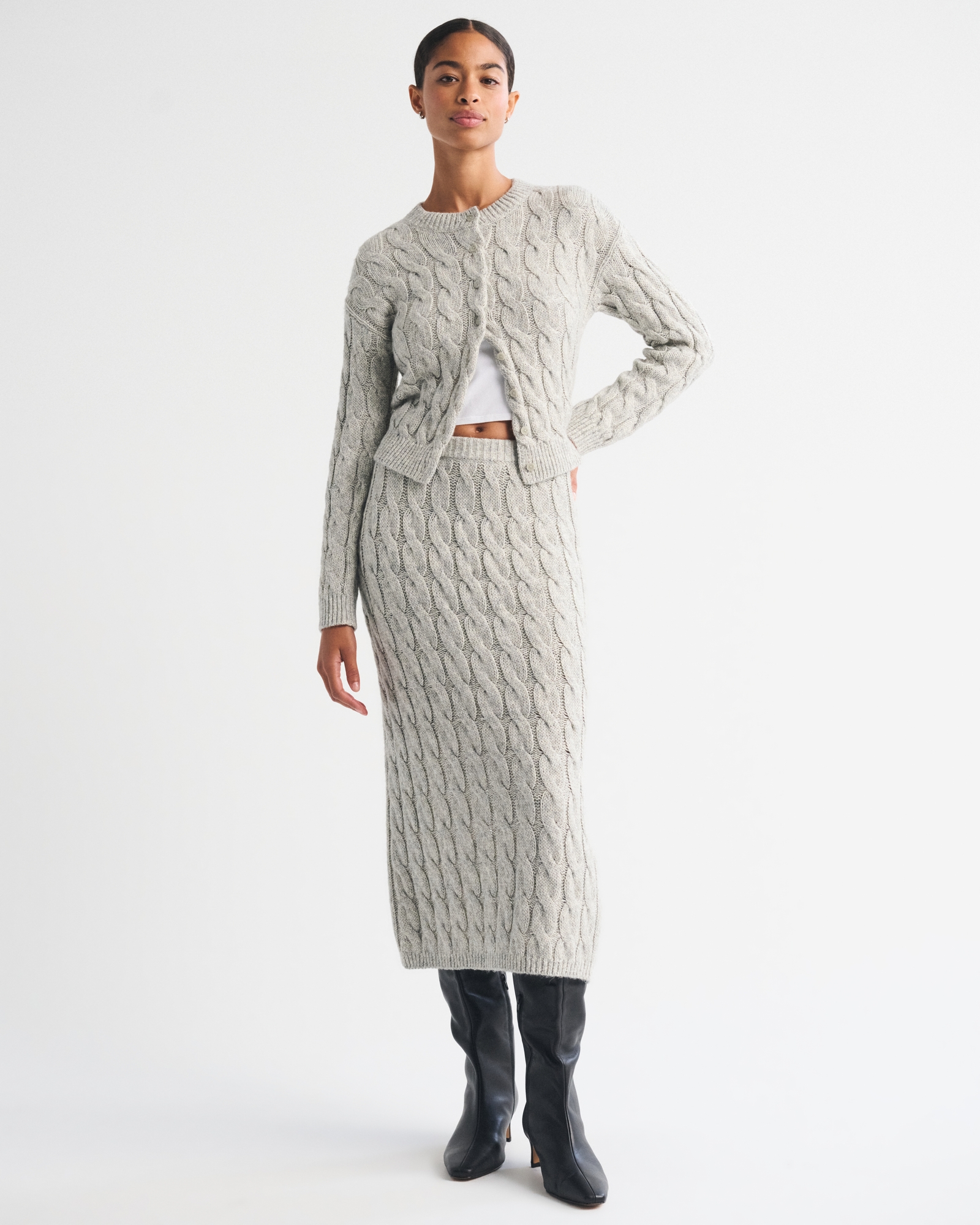 Airspun Cotton-Blend Cable Maxi Skirt thumbnail 5