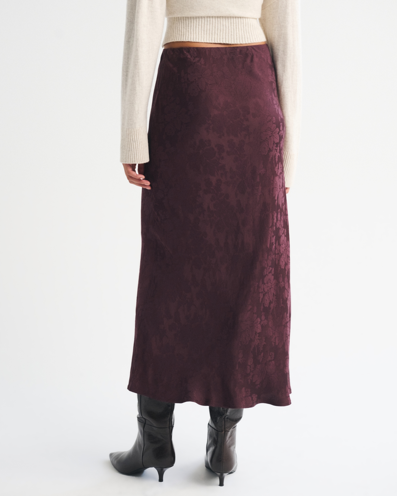 High Rise Satin Jacquard Maxi Skirt thumbnail 6