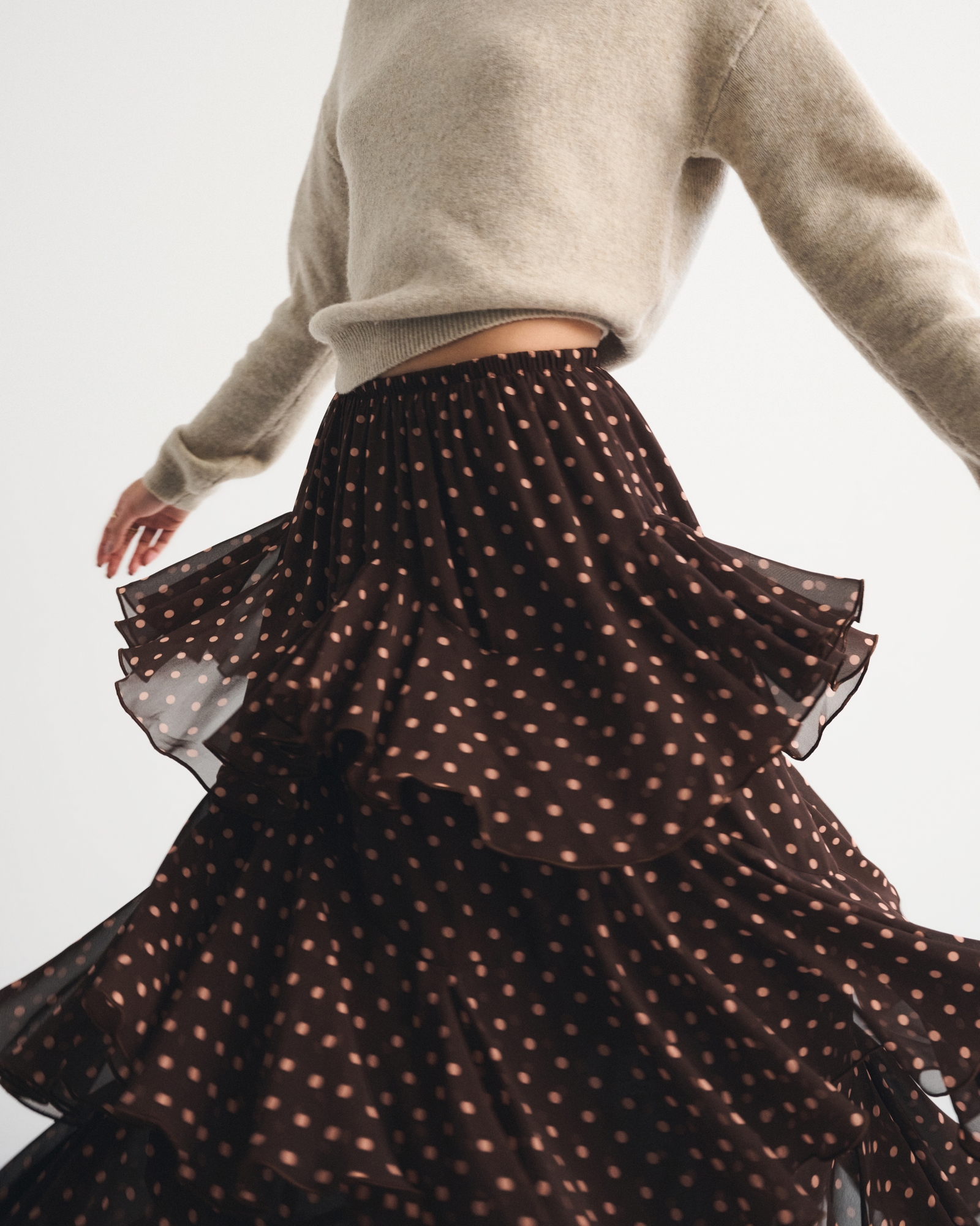 High Rise Embroidered Mesh Flowy Maxi Skirt