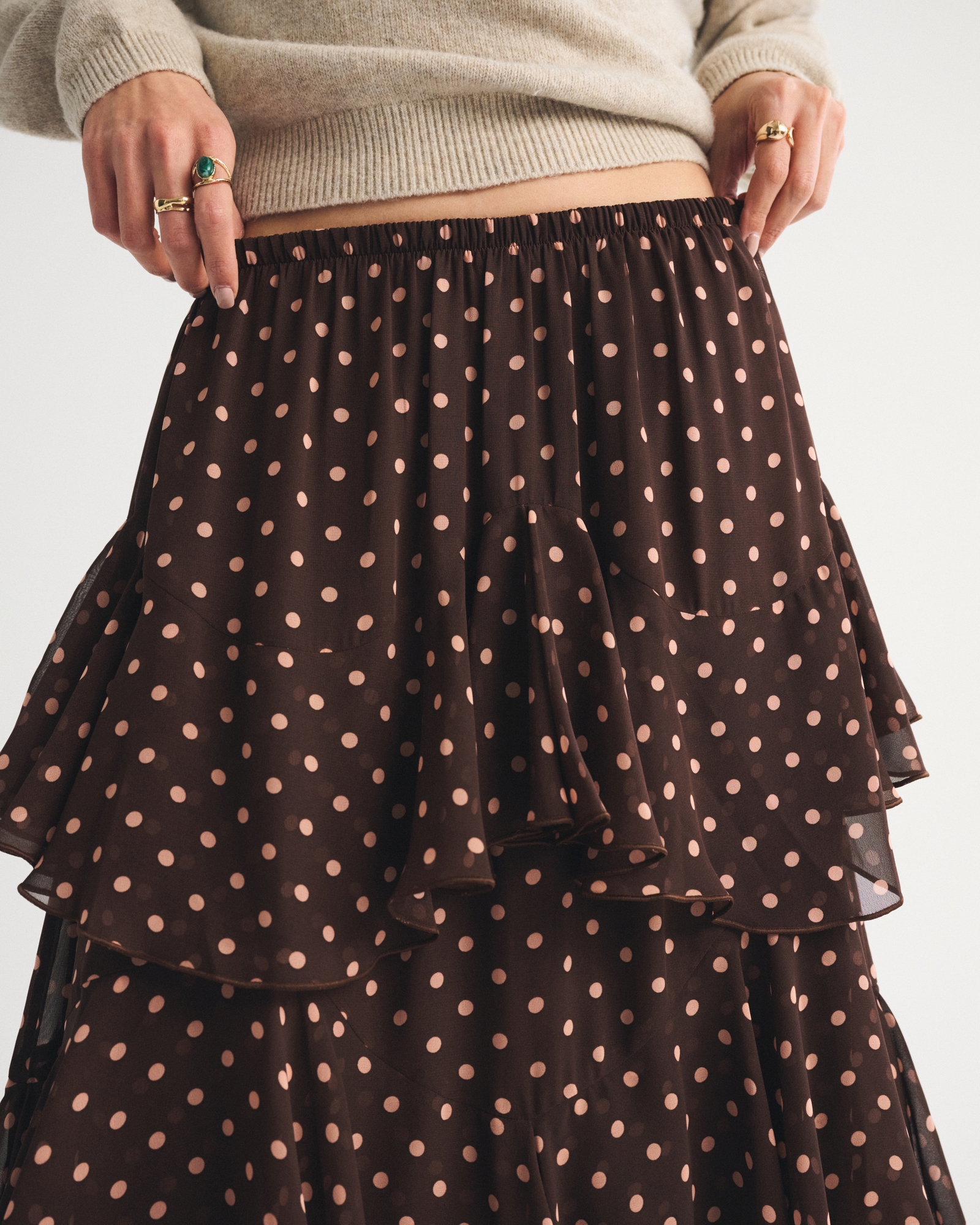 High Rise Embroidered Mesh Flowy Maxi Skirt