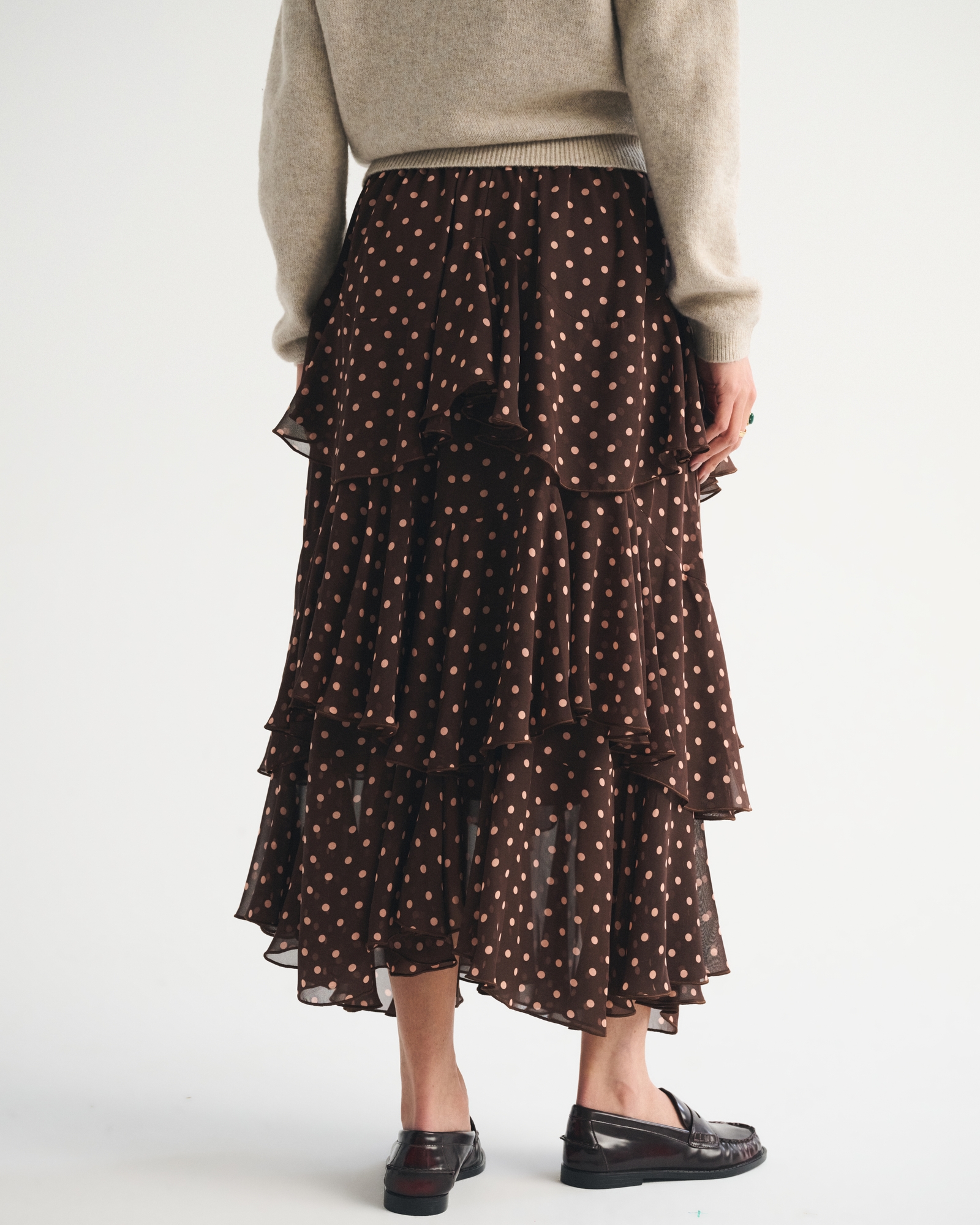 High Rise Embroidered Mesh Flowy Maxi Skirt