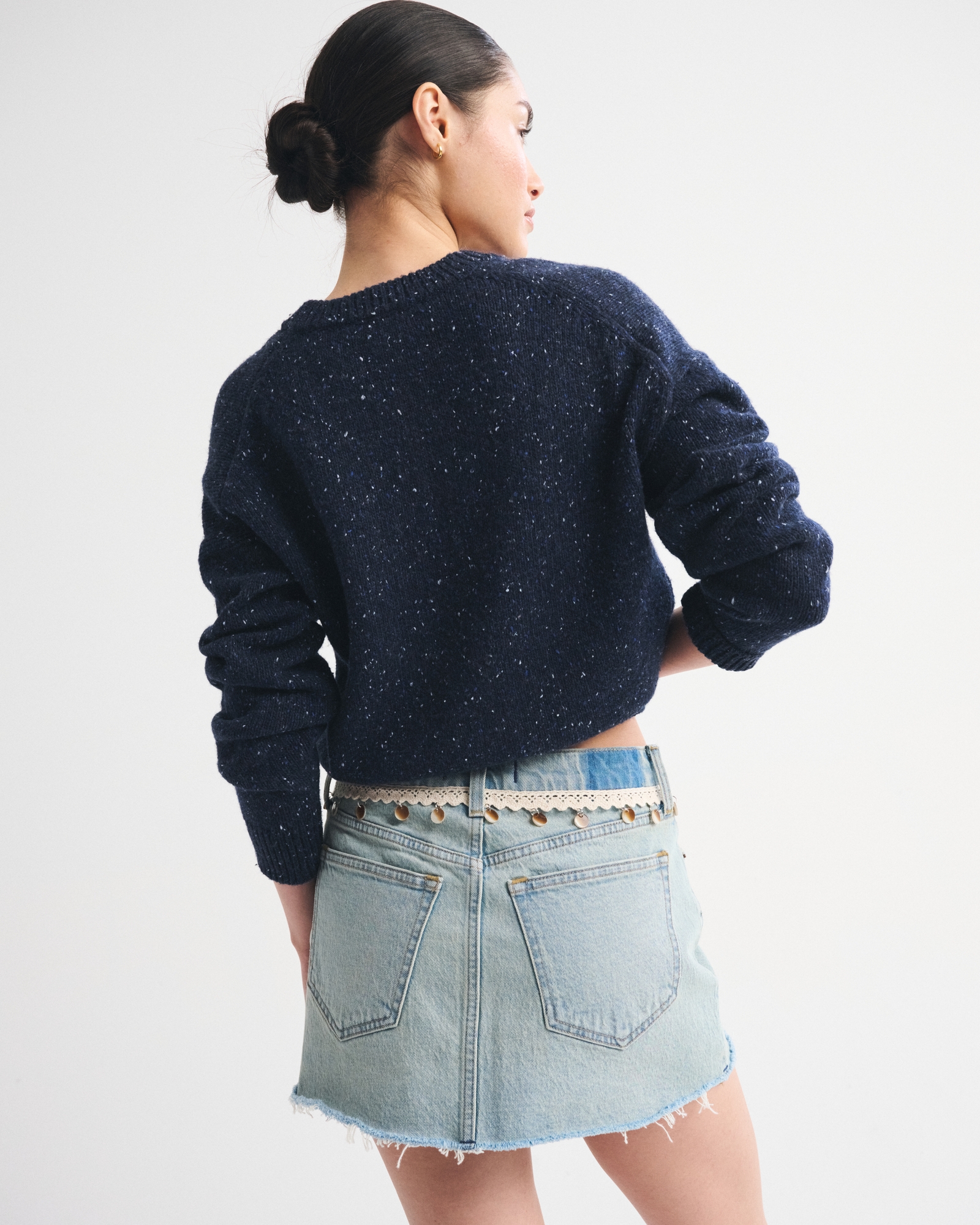 Mid Rise Denim Mini Skirt