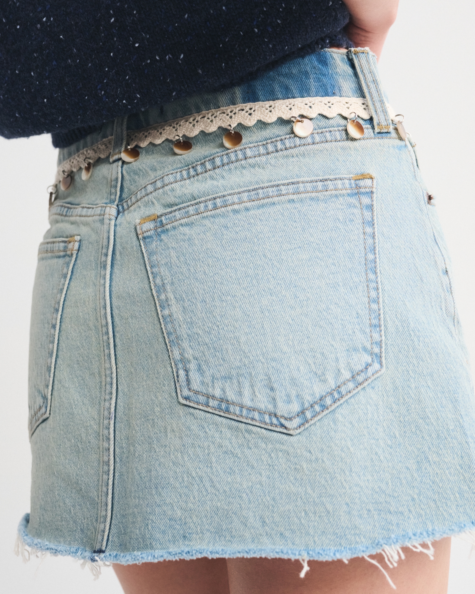 Mid Rise Denim Mini Skirt