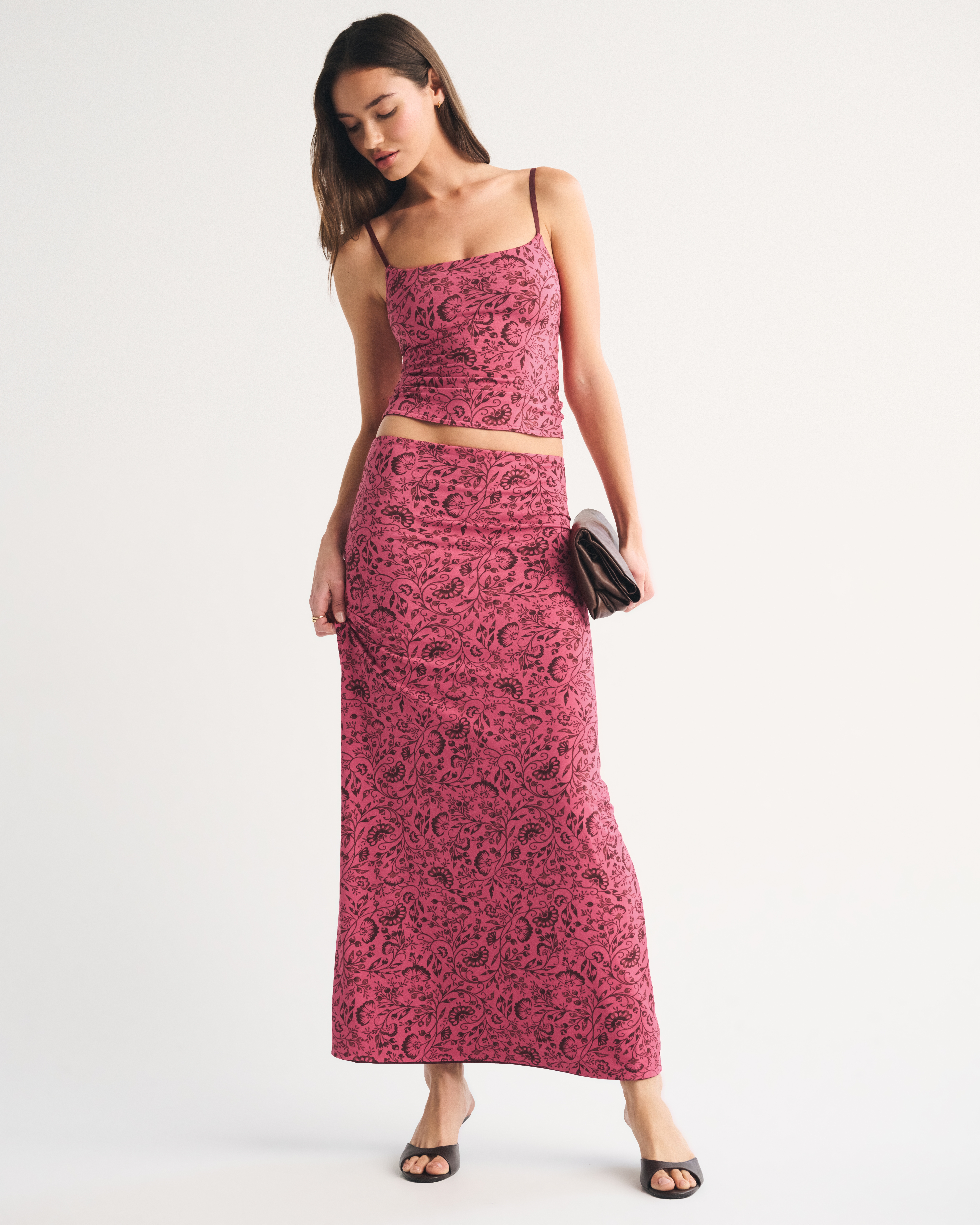 Женская юбка Abercrombie & Fitch Reversible High Rise Maxi, цвет: Розовый — фото 2
