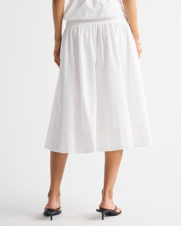 Drop-Waist Side-Button Midi Skirt