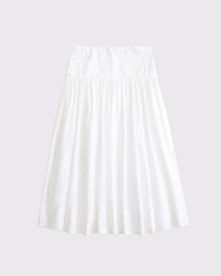 Drop-Waist Side-Button Midi Skirt