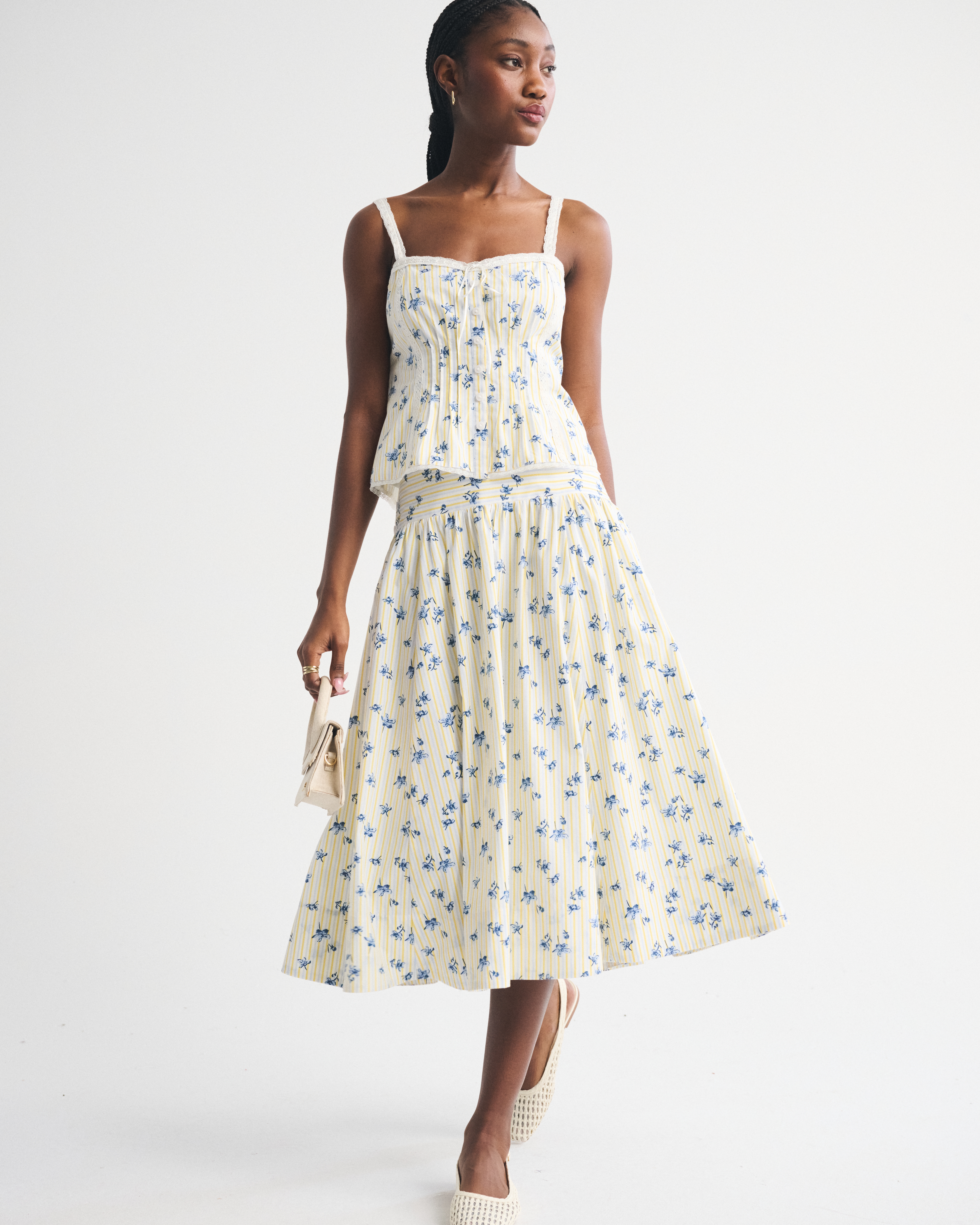 Женские юбки Abercrombie & Fitch Drop-Waist Side-Button Midi Skirt — фото 2