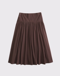 Drop-Waist Side-Button Midi Skirt